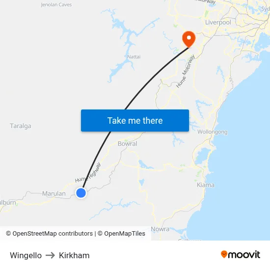 Wingello to Kirkham map