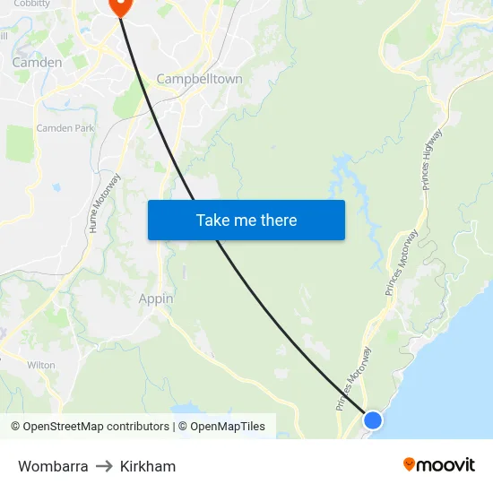 Wombarra to Kirkham map