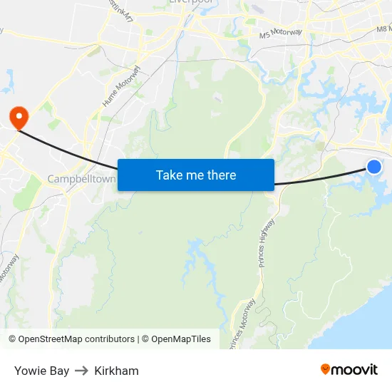 Yowie Bay to Kirkham map