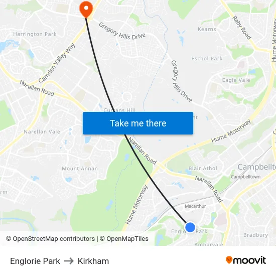 Englorie Park to Kirkham map