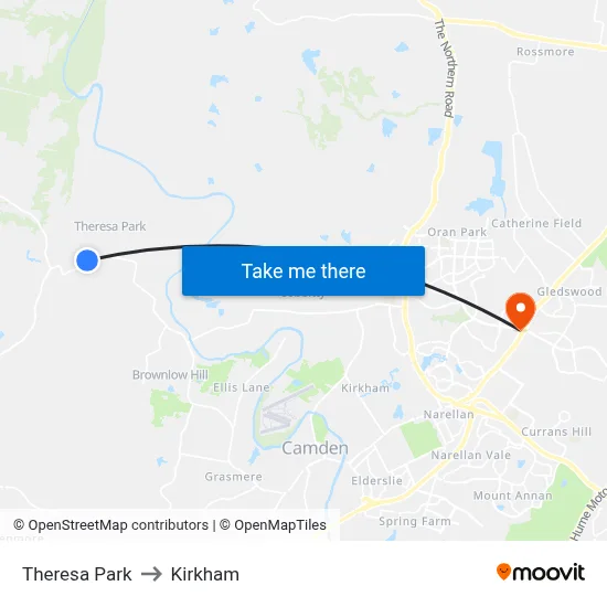 Theresa Park to Kirkham map
