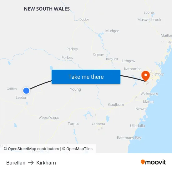 Barellan to Kirkham map