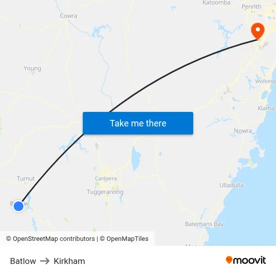 Batlow to Kirkham map
