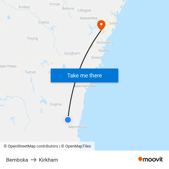 Bemboka to Kirkham map