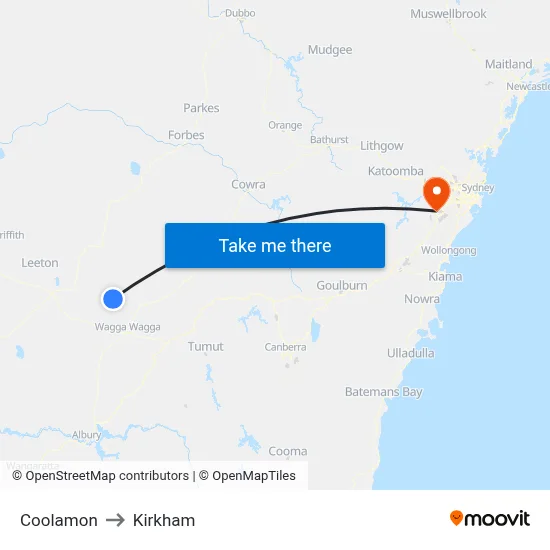 Coolamon to Kirkham map