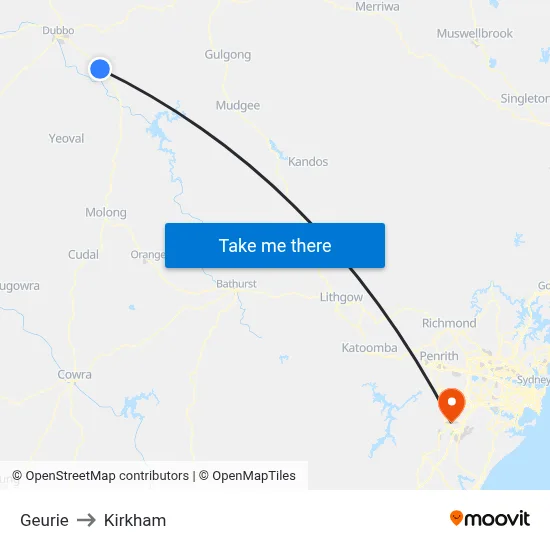 Geurie to Kirkham map