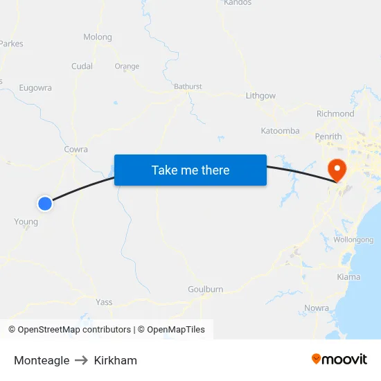 Monteagle to Kirkham map