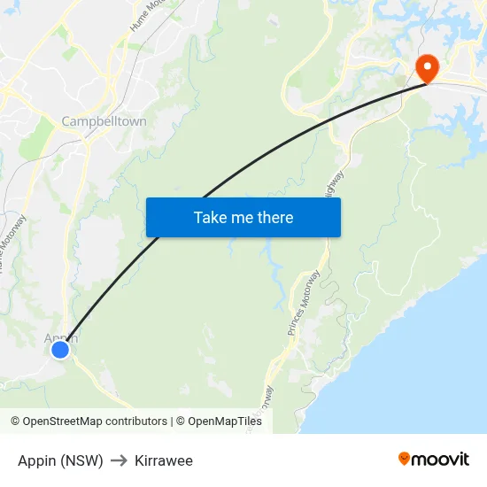 Appin (NSW) to Kirrawee map