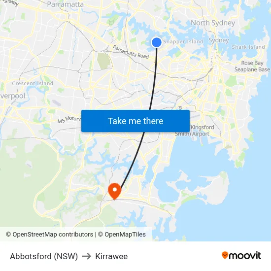 Abbotsford (NSW) to Kirrawee map