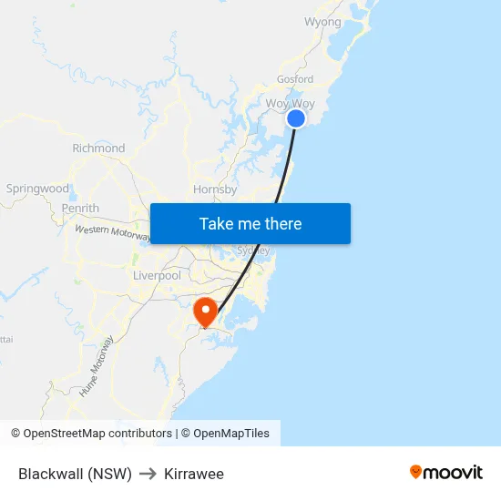 Blackwall (NSW) to Kirrawee map