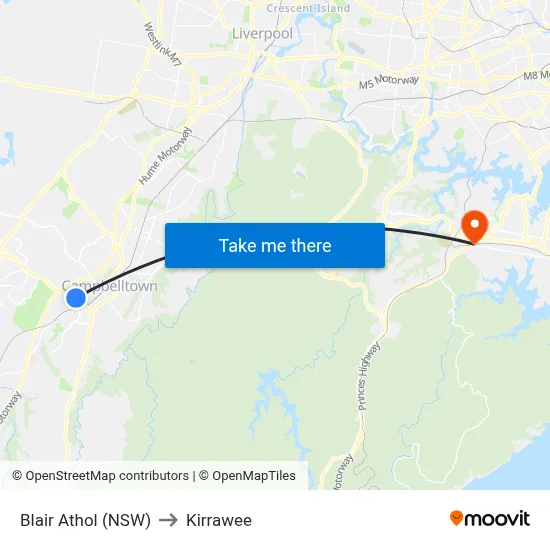 Blair Athol (NSW) to Kirrawee map