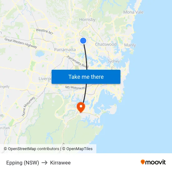Epping (NSW) to Kirrawee map
