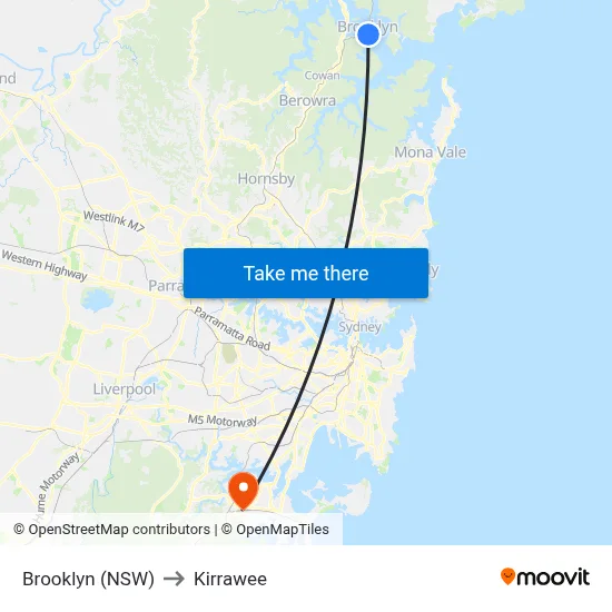 Brooklyn (NSW) to Kirrawee map