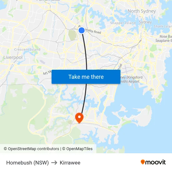 Homebush (NSW) to Kirrawee map