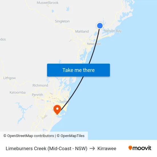 Limeburners Creek (Mid-Coast - NSW) to Kirrawee map