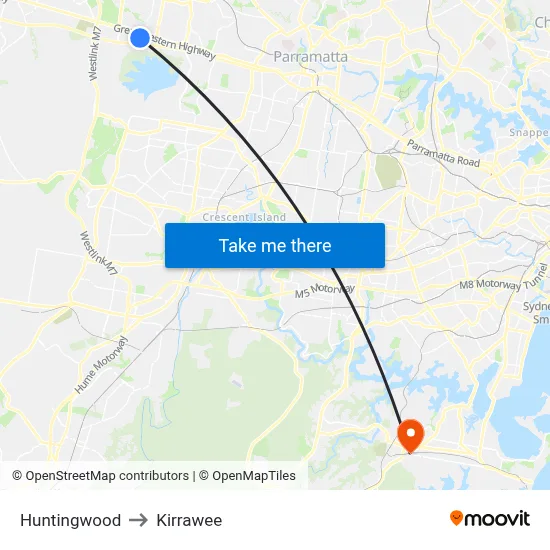 Huntingwood to Kirrawee map