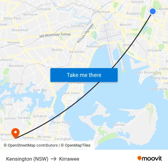 Kensington (NSW) to Kirrawee map