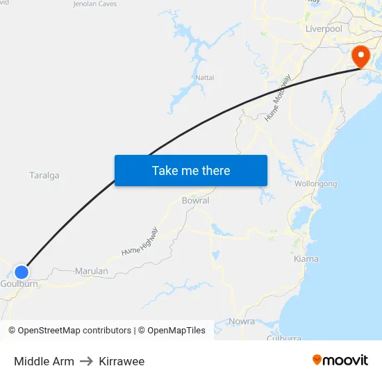 Middle Arm to Kirrawee map
