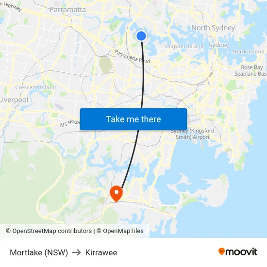 Mortlake (NSW) to Kirrawee map