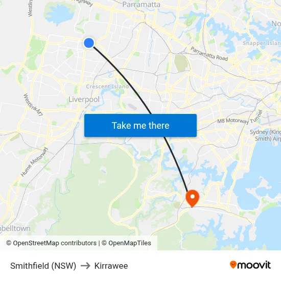 Smithfield (NSW) to Kirrawee map