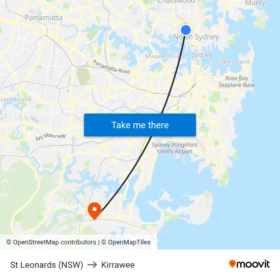 St Leonards (NSW) to Kirrawee map
