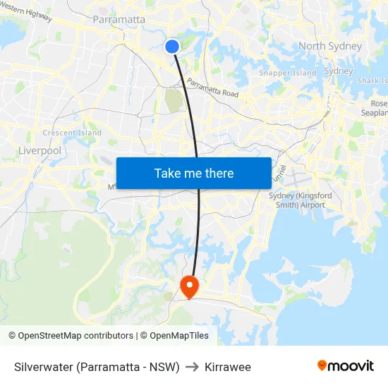 Silverwater (Parramatta - NSW) to Kirrawee map