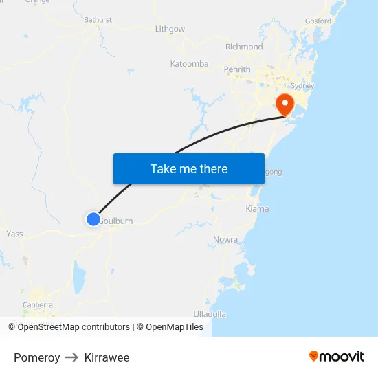 Pomeroy to Kirrawee map