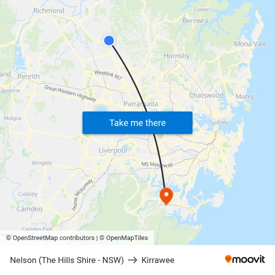 Nelson (The Hills Shire - NSW) to Kirrawee map