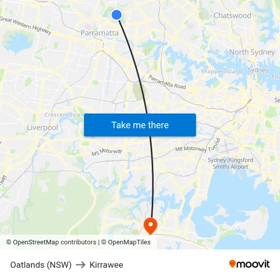 Oatlands (NSW) to Kirrawee map