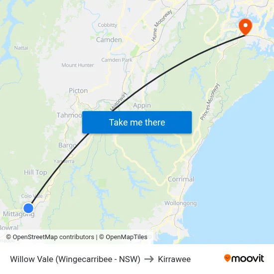 Willow Vale (Wingecarribee - NSW) to Kirrawee map