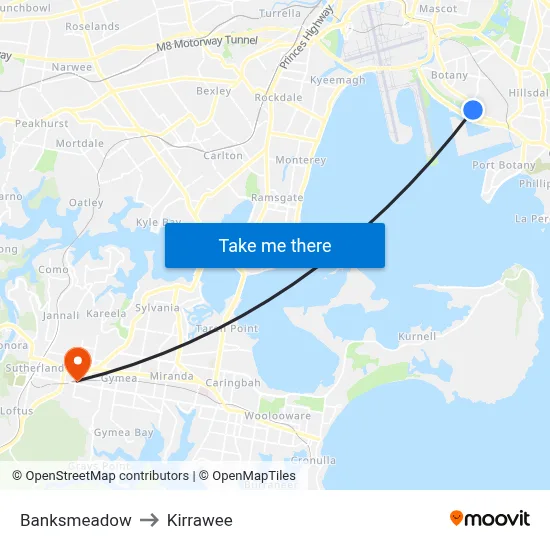 Banksmeadow to Kirrawee map