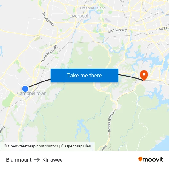 Blairmount to Kirrawee map