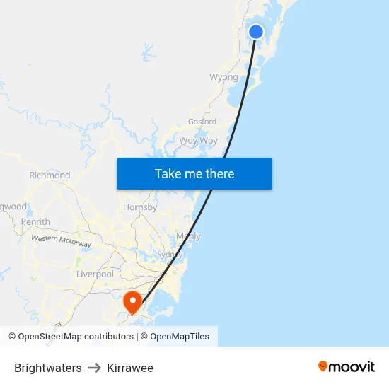 Brightwaters to Kirrawee map