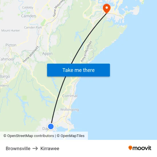 Brownsville to Kirrawee map