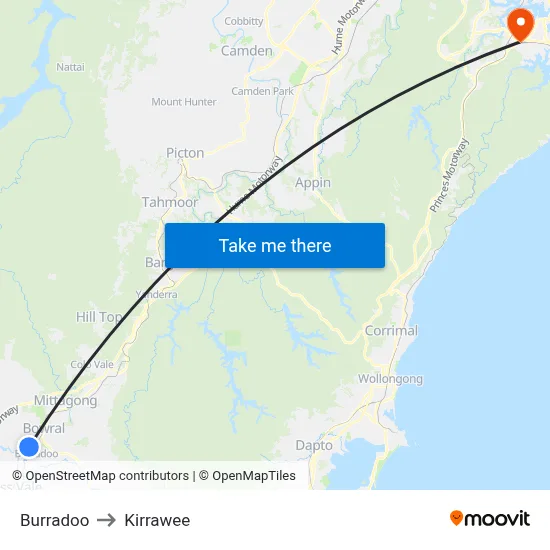 Burradoo to Kirrawee map