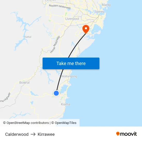 Calderwood to Kirrawee map