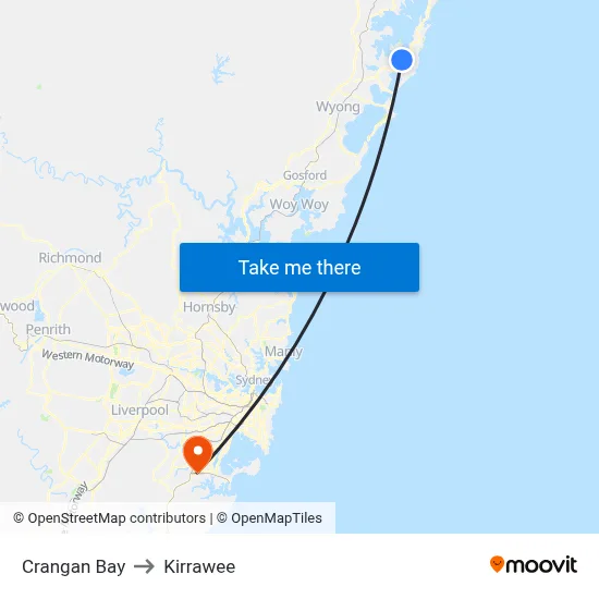 Crangan Bay to Kirrawee map