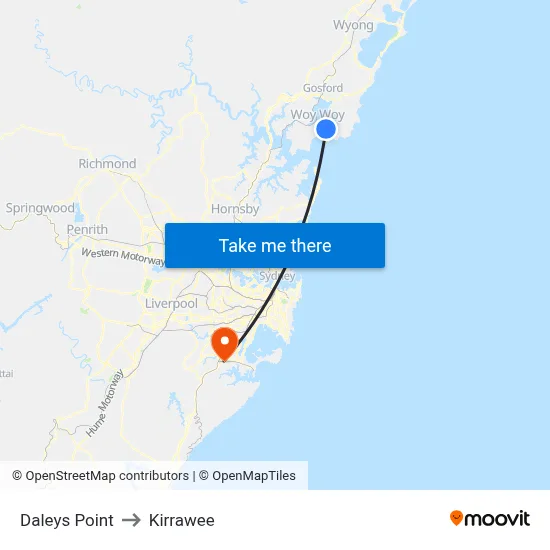 Daleys Point to Kirrawee map
