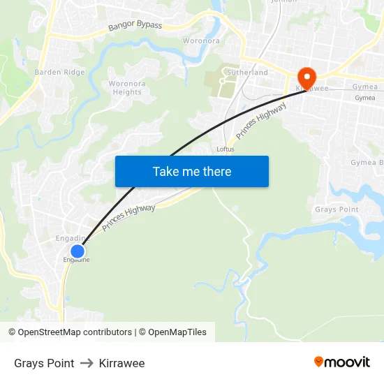 Grays Point to Kirrawee map