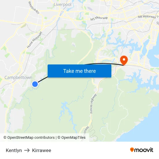 Kentlyn to Kirrawee map