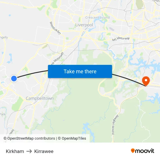 Kirkham to Kirrawee map