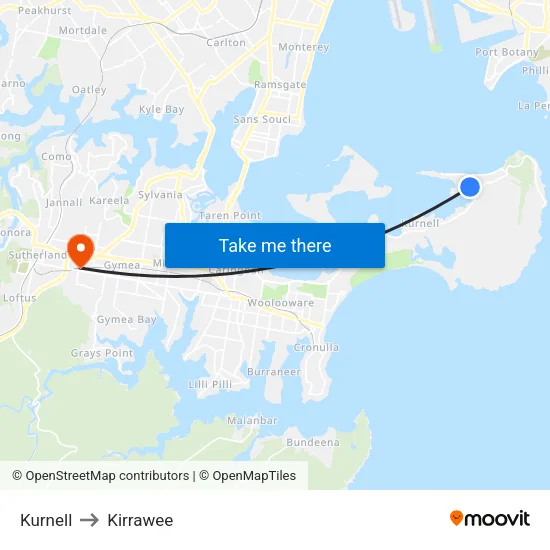 Kurnell to Kirrawee map