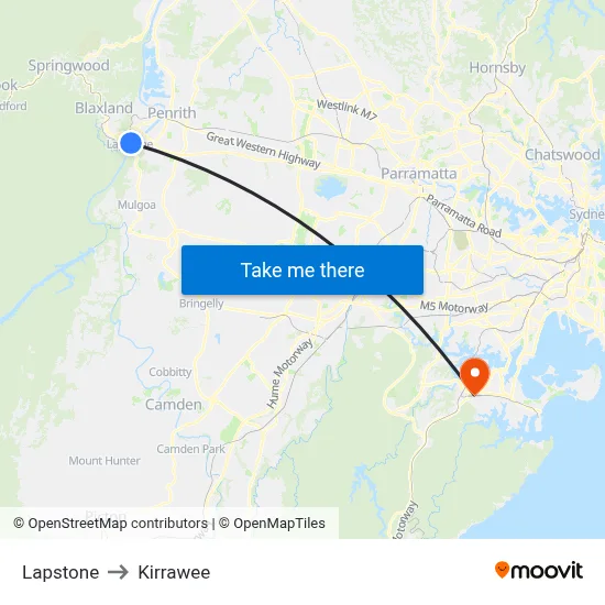 Lapstone to Kirrawee map
