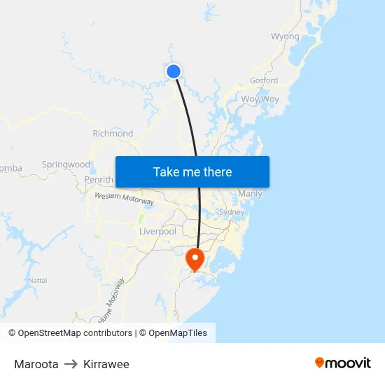 Maroota to Kirrawee map