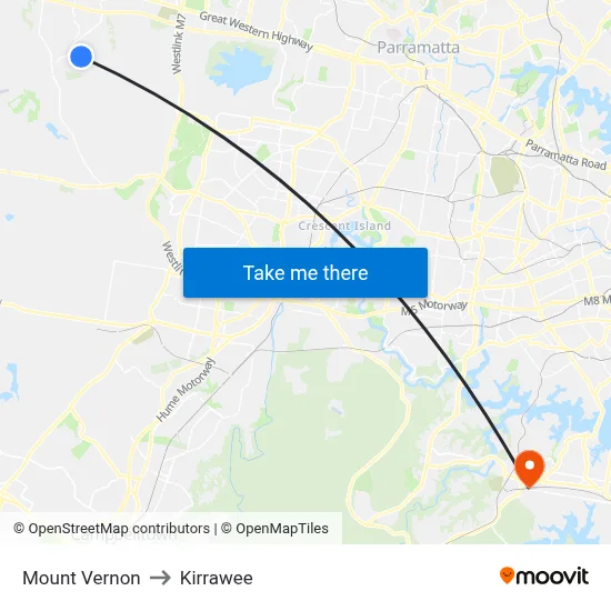 Mount Vernon to Kirrawee map