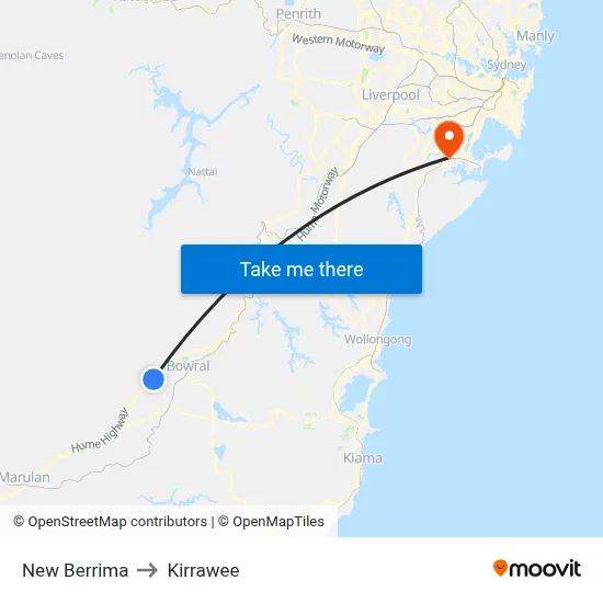 New Berrima to Kirrawee map