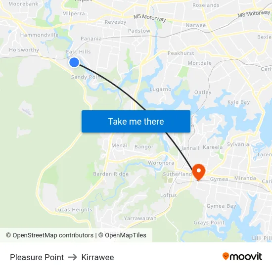 Pleasure Point to Kirrawee map
