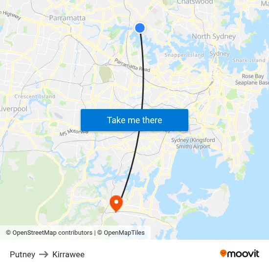 Putney to Kirrawee map