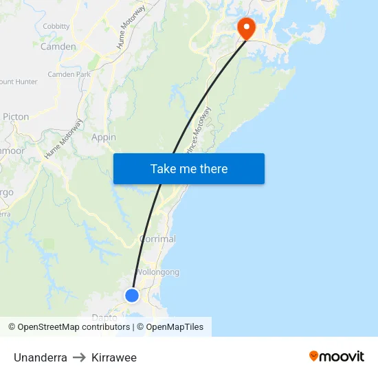 Unanderra to Kirrawee map