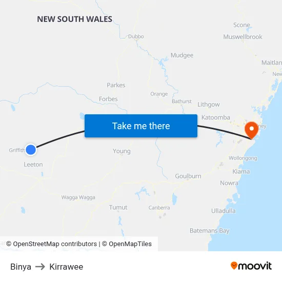 Binya to Kirrawee map